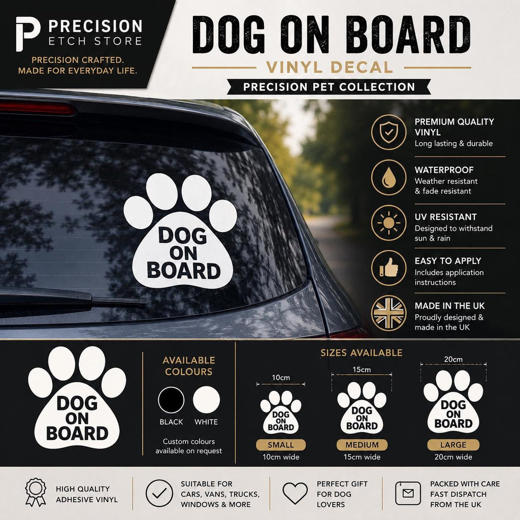 Dog on Board Car Decal – Waterproof Vinyl Window Sticker