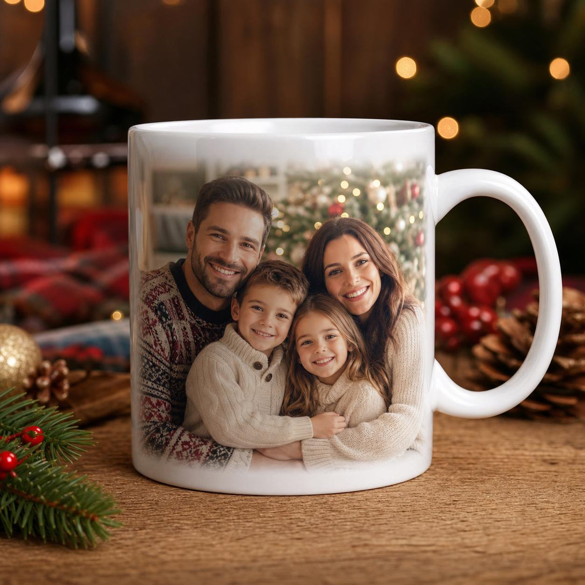 Personalised Christmas Photo Mug – Custom Family Gift