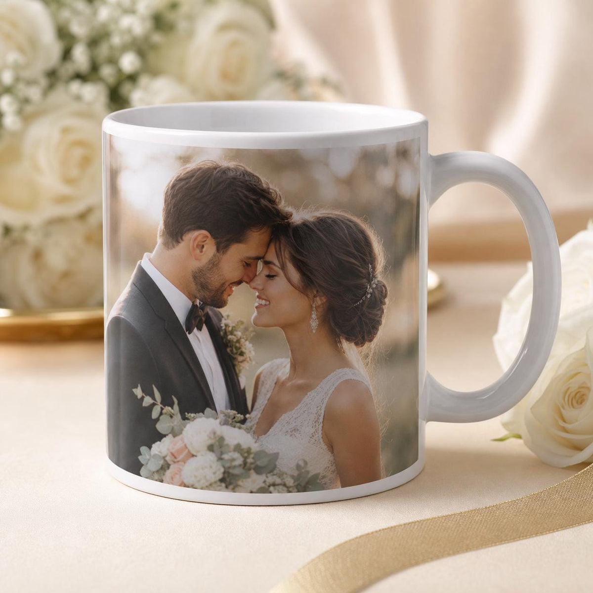 Personalised Wedding Photo Mug – Couple Anniversary Gift