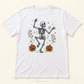 Dancing Skeleton T Shirt - White Adult Halloween Top