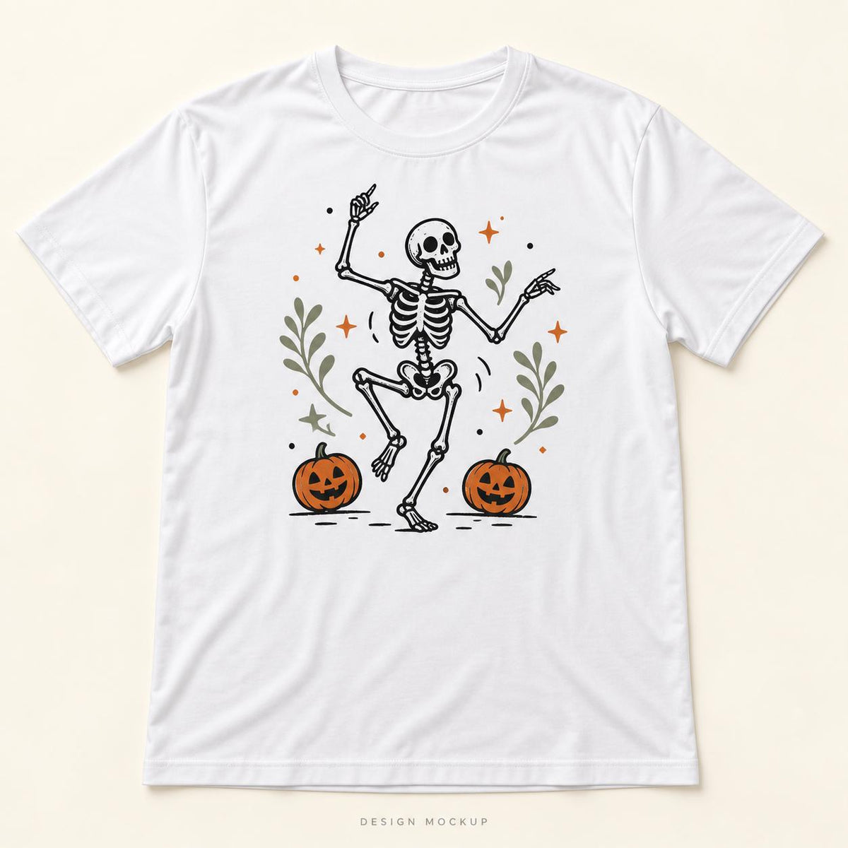 Dancing Skeleton T Shirt - White Adult Halloween Top