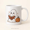 Reading Ghost Mug - Halloween Ceramic Coffee Cup Gift
