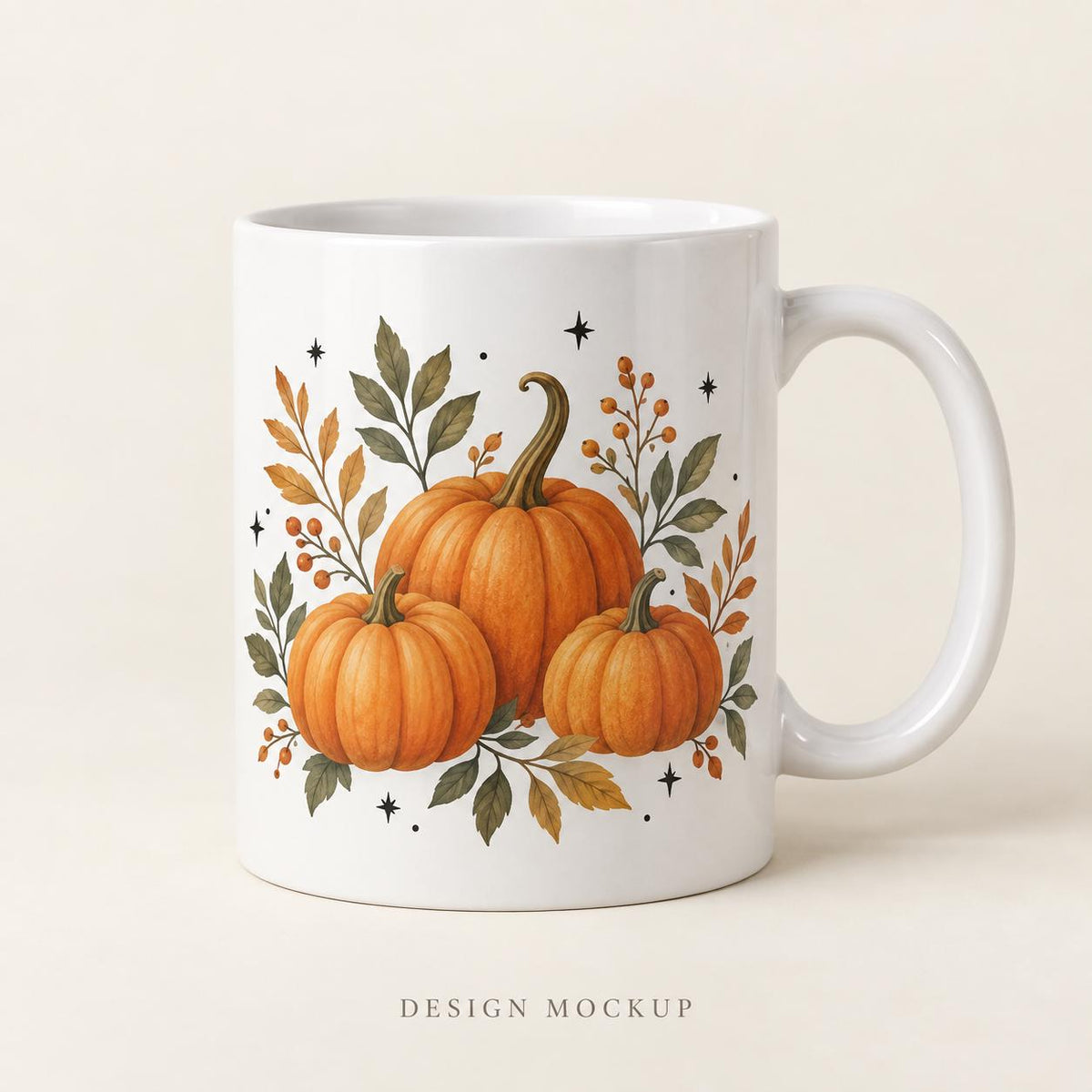 Pumpkin Botanical Mug - Halloween Ceramic Coffee Cup Gift