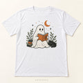 Reading Ghost T Shirt - White Adult Halloween Top