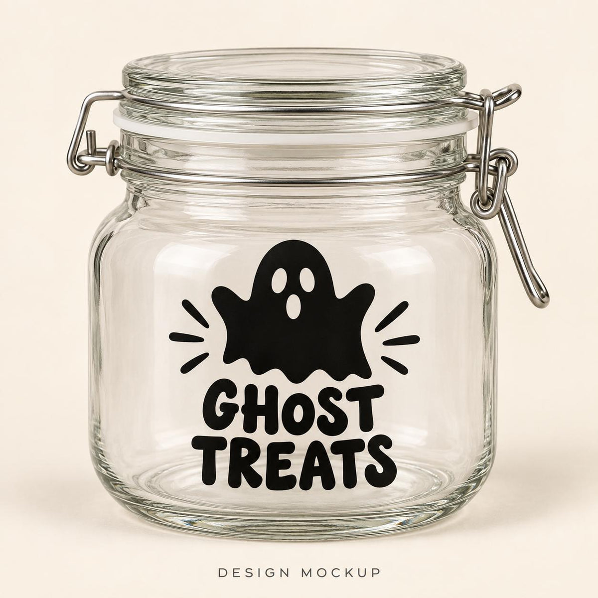 Ghost Treat Jar - Halloween Glass Storage 0.5L