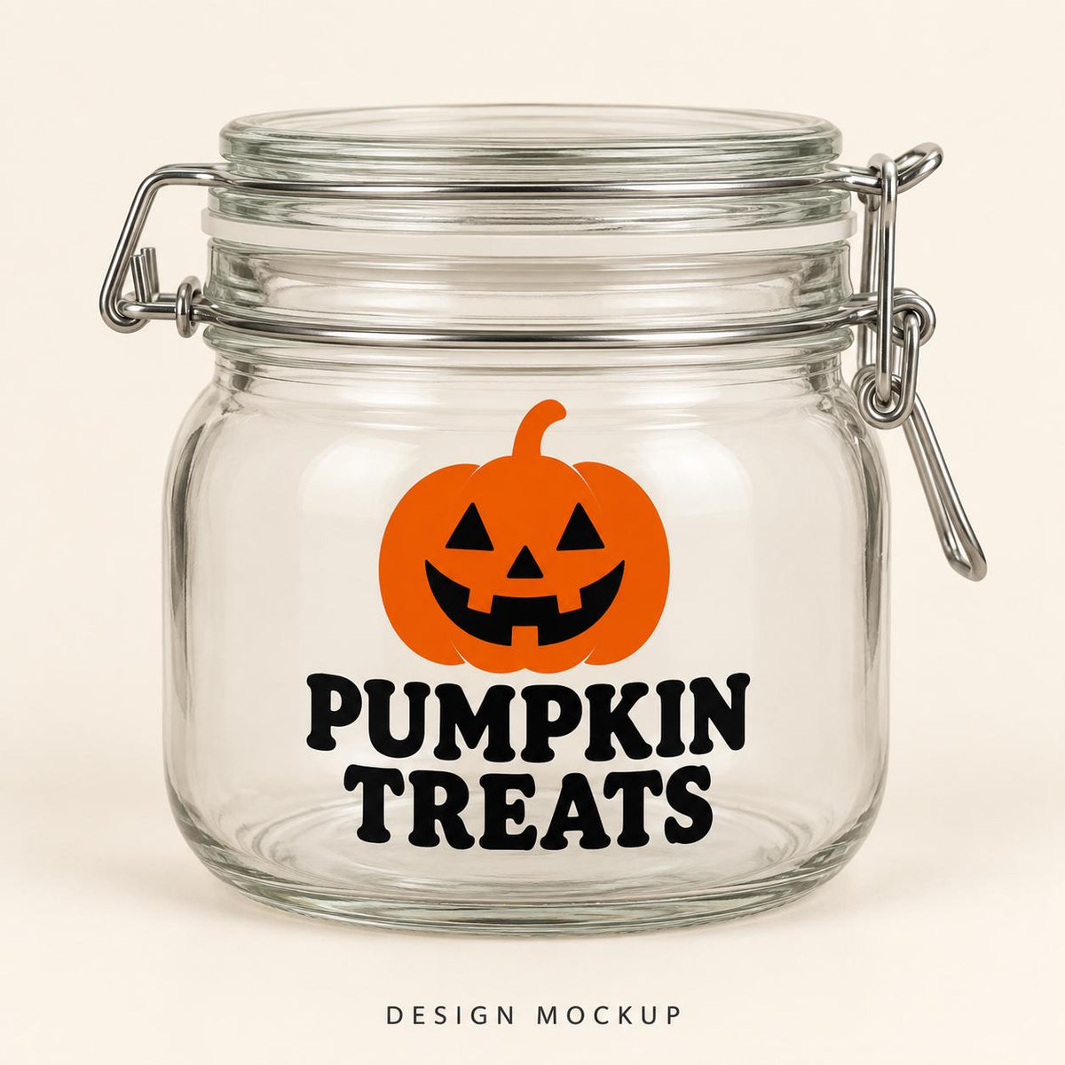 Pumpkin Treat Jar - Halloween Glass Storage 0.5L